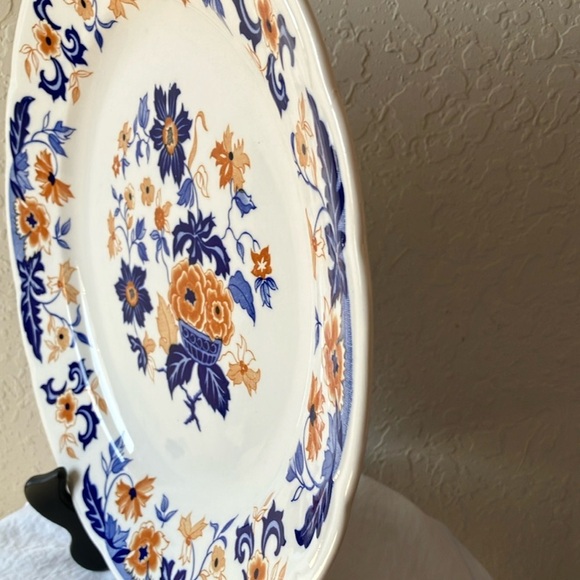 Atkins Ming Flower: Floral Blue & Cream Dinner Plate - Picture 12 of 15